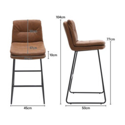 Darphe 2Pcs Brown Modern Faux Leather Breakfast Bar Stool, 45Cm W X 50Cm D X 104Cm H - thumbnail 5