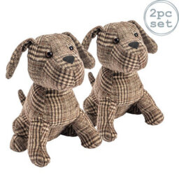 Nicola Spring Milo The Dog Door Stops - 19 X 26.5Cm - Brown - Pack Of 2