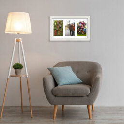 AK Frames 40X20Cm White Modern Multi Photo Frame With White Mount - Holds 3 Apertures (3X) 6X4 Photos - thumbnail 3
