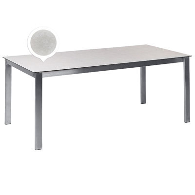 Beliani Garden Dining Table Cosoleto 180 Cm 90 Cm Glass White - image 1