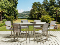 Beliani Garden Dining Table Cosoleto 180 Cm 90 Cm Glass White - thumbnail 2