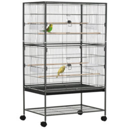 Pawhut Large Bird Cage Budgie Cage For Finch Canaries Parrot With Stand Grey - thumbnail 2