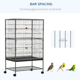 Pawhut Large Bird Cage Budgie Cage For Finch Canaries Parrot With Stand Grey - thumbnail 6