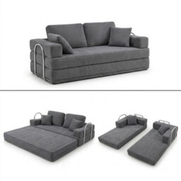 Flex Grey 3 Seater Compressed Sofa Bed Cord Boneless Cloud Couch Foam Pocket Spring - thumbnail 3