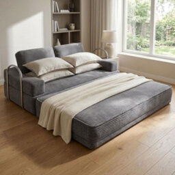 Flex Grey 3 Seater Compressed Sofa Bed Cord Boneless Cloud Couch Foam Pocket Spring - thumbnail 2