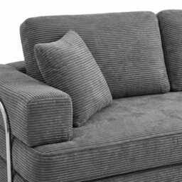 Flex Grey 3 Seater Compressed Sofa Bed Cord Boneless Cloud Couch Foam Pocket Spring - thumbnail 7