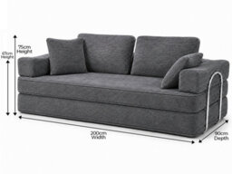 Flex Grey 3 Seater Compressed Sofa Bed Cord Boneless Cloud Couch Foam Pocket Spring - thumbnail 4