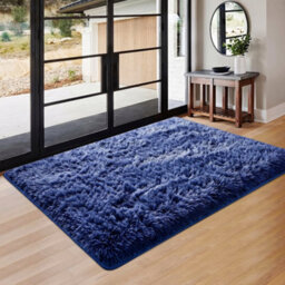 Oxford Homeware Shaggy Rug Anti-Slip Washable Soft Fluffy Living Room And Bedroom Rug (Navy, 60X110Cm) - thumbnail 6