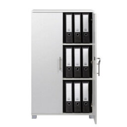 MMT Funiture Designs White Storage Cabinet Wood, Filing Cabinet With 2 Shelves - 2 Door Lockable - Tall Office Storage Cupboard Organiser - thumbnail 2
