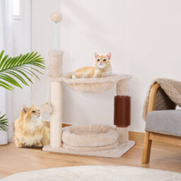 Costway 4 In 1 Cat Tree 72 Cm Cat Tower W/ Cat Self Groomer & Scratching Post - thumbnail 4