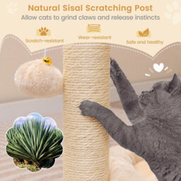 Costway 4 In 1 Cat Tree 72 Cm Cat Tower W/ Cat Self Groomer & Scratching Post - thumbnail 6