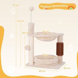 Costway 4 In 1 Cat Tree 72 Cm Cat Tower W/ Cat Self Groomer & Scratching Post - thumbnail 2