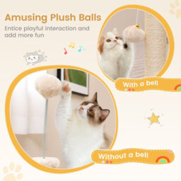 Costway 4 In 1 Cat Tree 72 Cm Cat Tower W/ Cat Self Groomer & Scratching Post - thumbnail 8