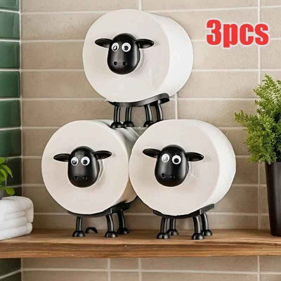 3Pcs Funny Sheep Toilet Paper Holder Quirky Bathroom Decor Loo Roll Storage Rack - image 1