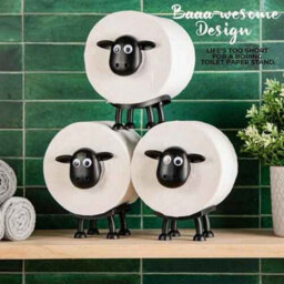 3Pcs Funny Sheep Toilet Paper Holder Quirky Bathroom Decor Loo Roll Storage Rack - thumbnail 5