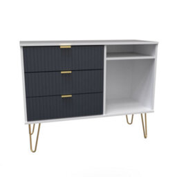Linear Ready Assembled Matt Indigo & White Media Unit With 2 Shelves & 3 Drawers, (H)97Cm X (W)74Cm X (D)39.5Cm - thumbnail 1