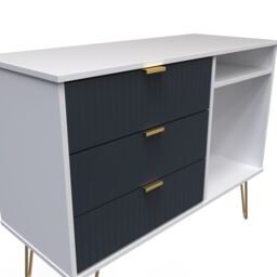 Linear Ready Assembled Matt Indigo & White Media Unit With 2 Shelves & 3 Drawers, (H)97Cm X (W)74Cm X (D)39.5Cm - thumbnail 5