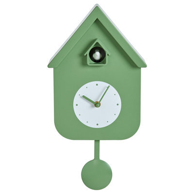 Beliani Pendulum Clock Bonneval 24 Cm With Cuckoo Green - image 1