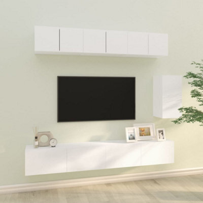 Berkfield 6 Piece Tv Cabinet Set White Engineered Wood - image 1