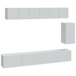 Berkfield 6 Piece Tv Cabinet Set White Engineered Wood - thumbnail 2