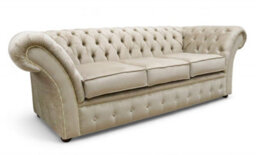 Chesterfield 3 Seater Sofa Settee Azzuro Fudge Fabric In Balmoral Style - thumbnail 2