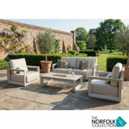 Norfolk Leisure Hamilton 4 Piece Patio Set Aluminium Frame Deep Seating Olefin Cushions Sofa Chairs Table Outdoor - thumbnail 1