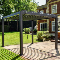 BPS Access Solutions Bps Grand Full Aluminium Pergola - 3X3M Aluminium Pergola - Louvered Roof - 120mm Post - Garden Canopy - Anthracite Grey - thumbnail 2