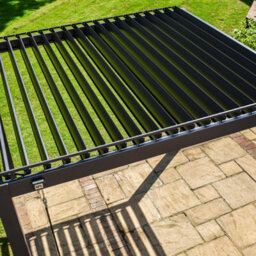 BPS Access Solutions Bps Grand Full Aluminium Pergola - 3X3M Aluminium Pergola - Louvered Roof - 120mm Post - Garden Canopy - Anthracite Grey - thumbnail 9