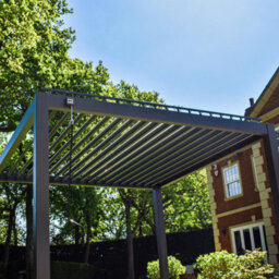 BPS Access Solutions Bps Grand Full Aluminium Pergola - 3X3M Aluminium Pergola - Louvered Roof - 120mm Post - Garden Canopy - Anthracite Grey - thumbnail 4