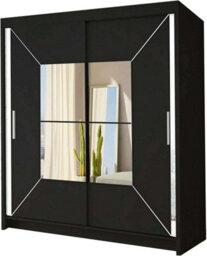 Sliding Wardrobes 4 u LTD Sliding Wardrobes 4U Buckingham Mirror Sliding Door Wardrobe - Black W150Cm, H217Cm - thumbnail 2