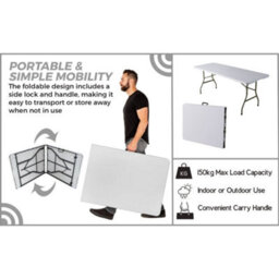 Home Source 6Ft Folding Indoor Outdoor Trestle Table White - thumbnail 9