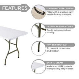 Home Source 6Ft Folding Indoor Outdoor Trestle Table White - thumbnail 8