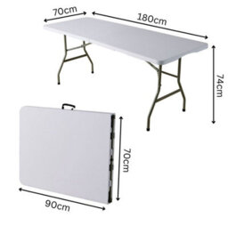 Home Source 6Ft Folding Indoor Outdoor Trestle Table White - thumbnail 2