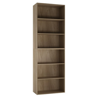 Urbn-Living Urbnliving Height 180Cm Wide 6 Tier Book Shelf Deep Bookcase Storage Cabinet Display Colour Oak Dining Living Room - image 1