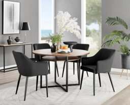 Furniturebox Uk Adley Brown Wood Storage Dining Table & 4 Black Calla Black Leg Chairs