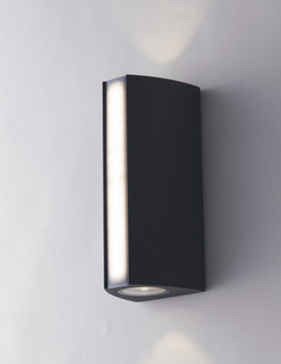 Luminosa Lighting Luminosa Ray Outdoor Led Aluminum Up Down Wall Lamp, Anthracite, Ip54, 4000K