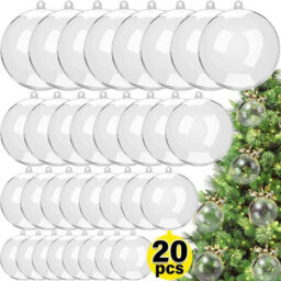 20Pcs 6Cm Clear Fillable Christmas Ornaments, Plastic Baubles For Tree, Party And  Gift Decor
