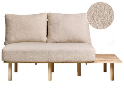 Beliani Sofa 2 Seater Salo Boucle Beige With Tables - image 1