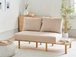 Beliani Sofa 2 Seater Salo Boucle Beige With Tables - thumbnail 2