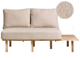 Beliani Sofa 2 Seater Salo Boucle Beige With Tables - thumbnail 1