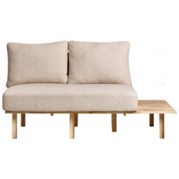 Beliani Sofa 2 Seater Salo Boucle Beige With Tables - thumbnail 4