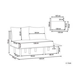 Beliani Sofa 2 Seater Salo Boucle Beige With Tables - thumbnail 3