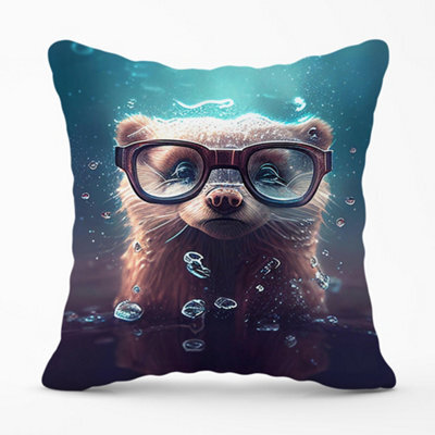 Warren Reed Designer Ferret Splashart Water Cushions 45Cm X 45Cm - image 1