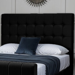 UKBEDFURNITURE Orlando Black Plush Valvet Upholstered Bed Frame Only- Blackboard - 48 Inch Headboard - thumbnail 2