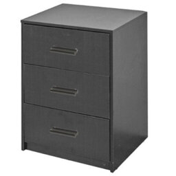 Urbn-Living Urbnliving Height 56Cm 3 Drawer Wooden Bedroom Bedside Cabinet Furniture Storage Black Carcass And Black Drawers Nightstand - thumbnail 1