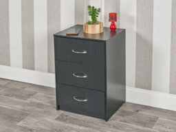 Urbn-Living Urbnliving Height 56Cm 3 Drawer Wooden Bedroom Bedside Cabinet Furniture Storage Black Carcass And Black Drawers Nightstand - thumbnail 2