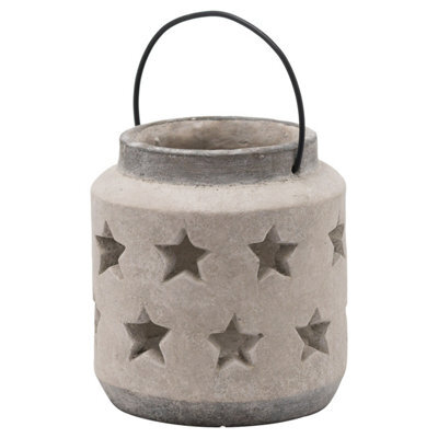 Hill Interiors Bloomville Stone Star Candle Lantern Stone (19Cm X 18Cm X 18Cm) - image 1