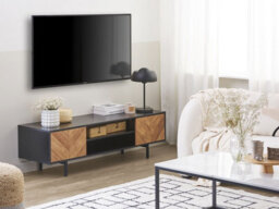Beliani Modern Tv Stand Salina Brown/ Black - thumbnail 2