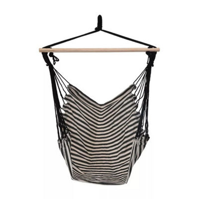 Urbn-Living Black - Hanging Swing Seat Hammock -Striped Fabric - image 1