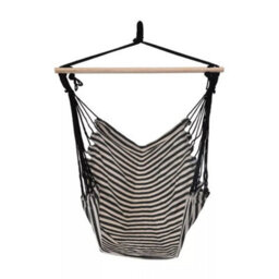 Urbn-Living Black - Hanging Swing Seat Hammock -Striped Fabric - thumbnail 1